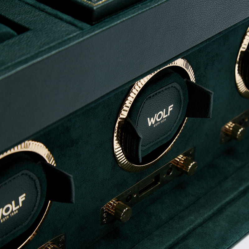 WOLF | British Racing Triple Watch Winder with Storage | Green