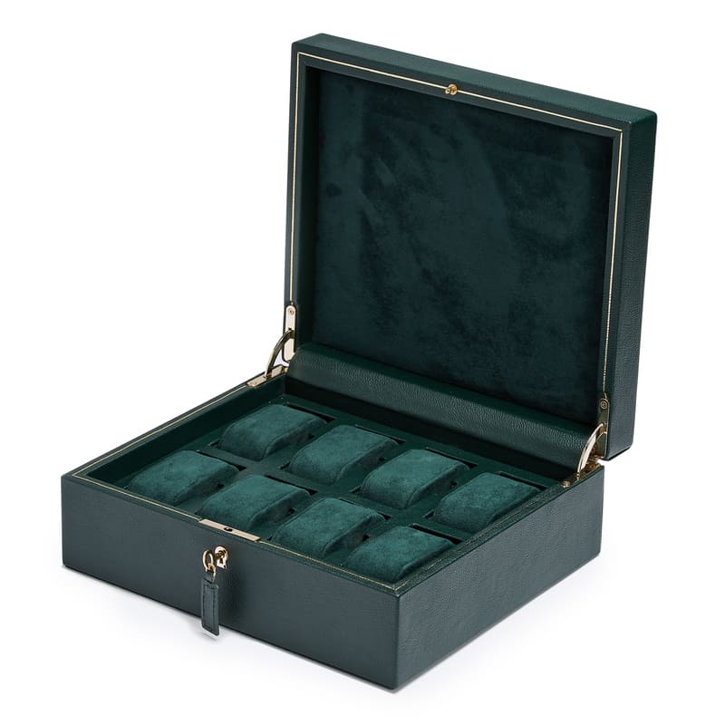 WOLF | British Racing 8 Piece Watch Box | Green