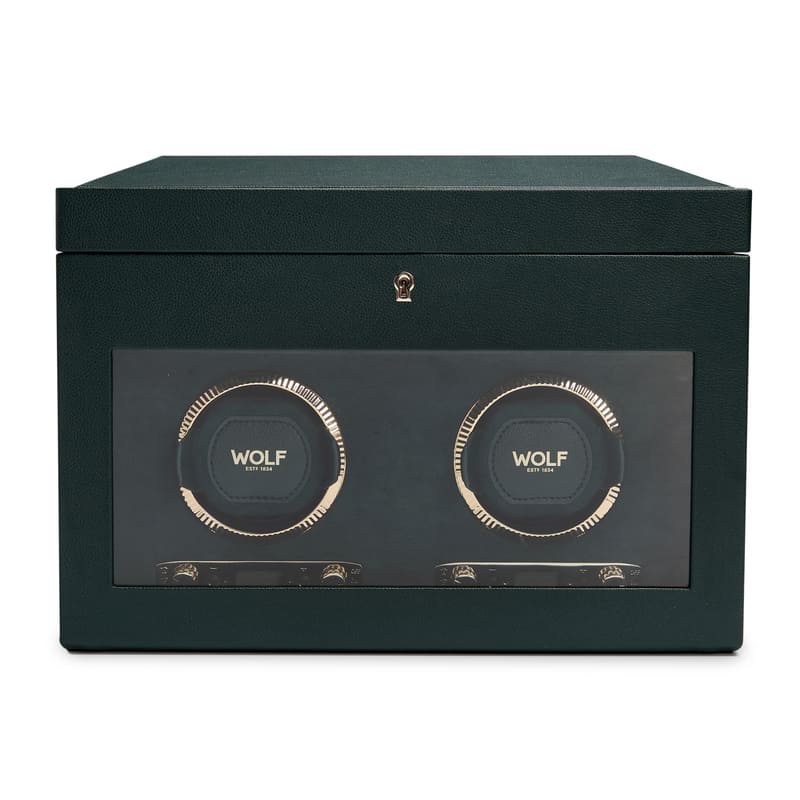 WOLF |  British Racing Double Watch Winder with Storage | Green