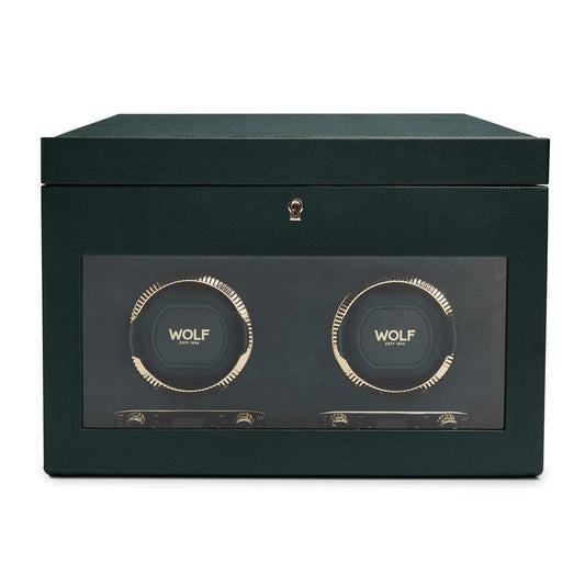 WOLF |  British Racing Double Watch Winder with Storage | Green