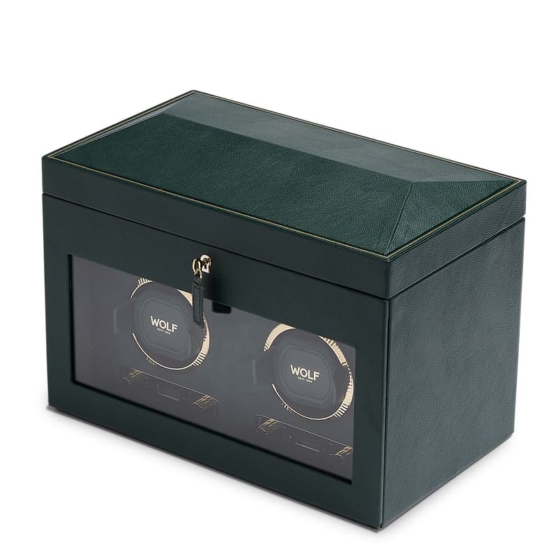 WOLF |  British Racing Double Watch Winder with Storage | Green