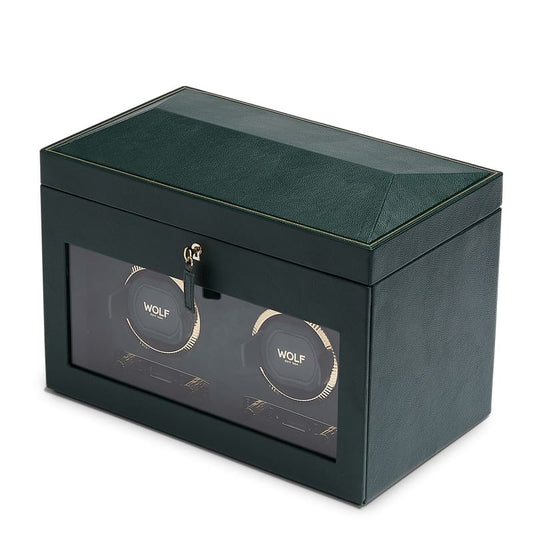 WOLF |  British Racing Double Watch Winder with Storage | Green