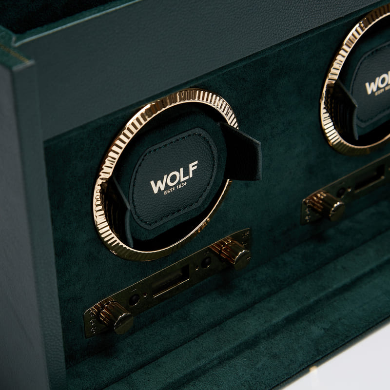 WOLF |  British Racing Double Watch Winder with Storage | Green