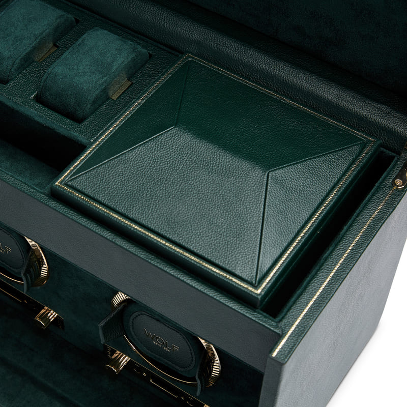 WOLF |  British Racing Double Watch Winder with Storage | Green