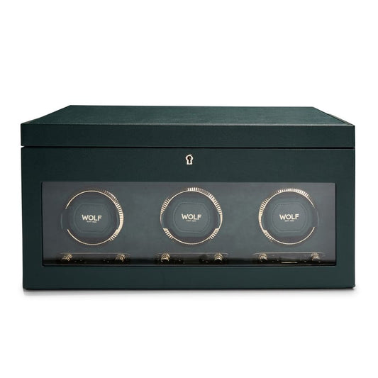 WOLF | British Racing Triple Watch Winder with Storage | Green