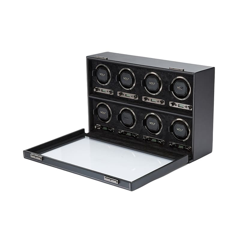 WOLF | British Racing 8 Piece Watch Winder | Black