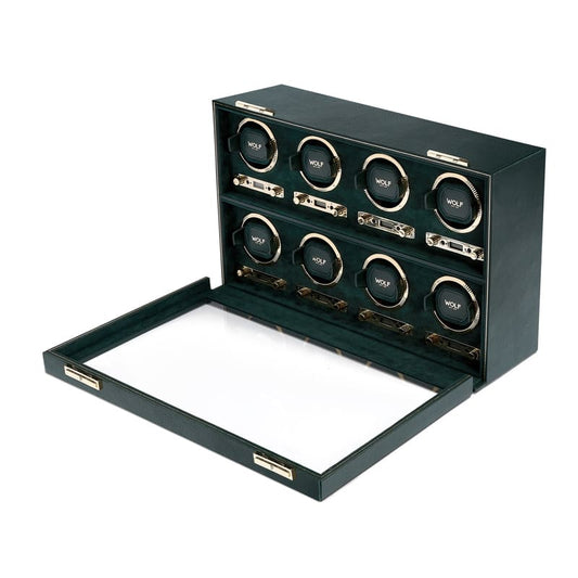 WOLF | British Racing 8 Piece Watch Winder | Green
