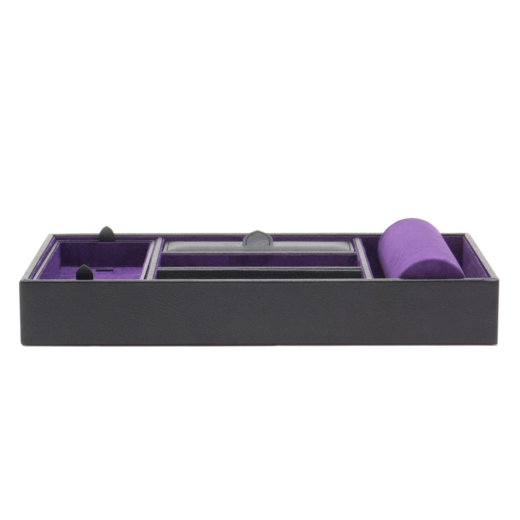 WOLF  -  Blake Valet Tray With Cuff - Black Pebble