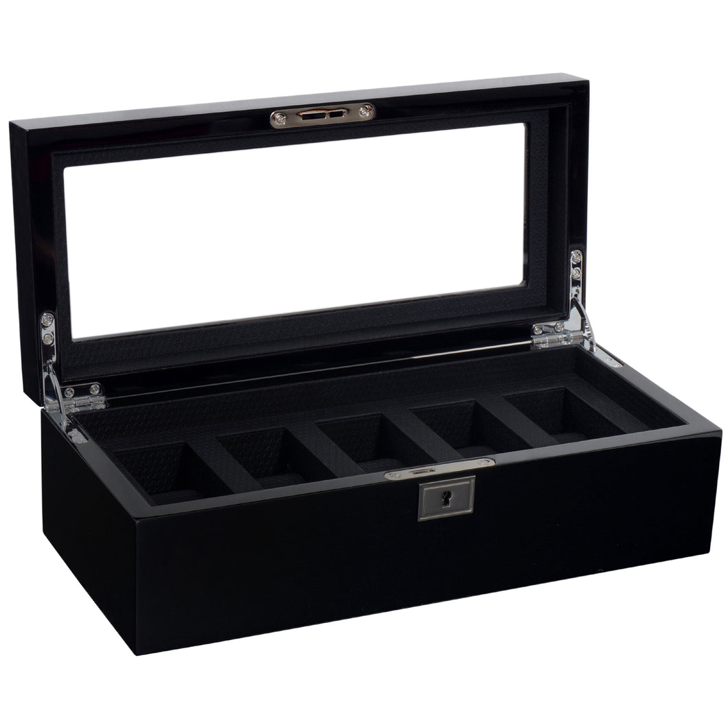 WOLF  -  Savoy 5 Piece Watch Box - Black