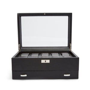 WOLF  -  Viceroy 10 PC Watch Box with Drawer - Black