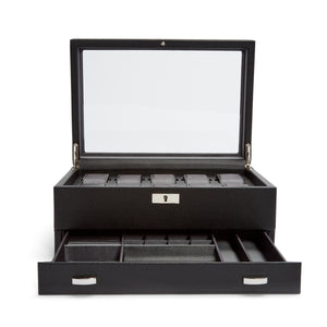 WOLF  -  Viceroy 10 PC Watch Box with Drawer - Black