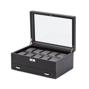 WOLF  -  Viceroy 10 PC Watch Box with Drawer - Black