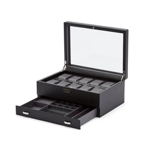 WOLF  -  Viceroy 10 PC Watch Box with Drawer - Black
