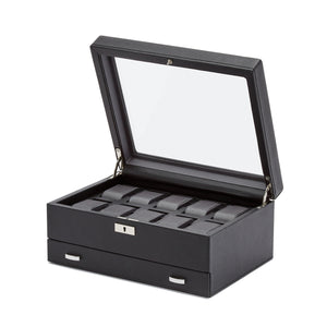 WOLF  -  Viceroy 10 PC Watch Box with Drawer - Black