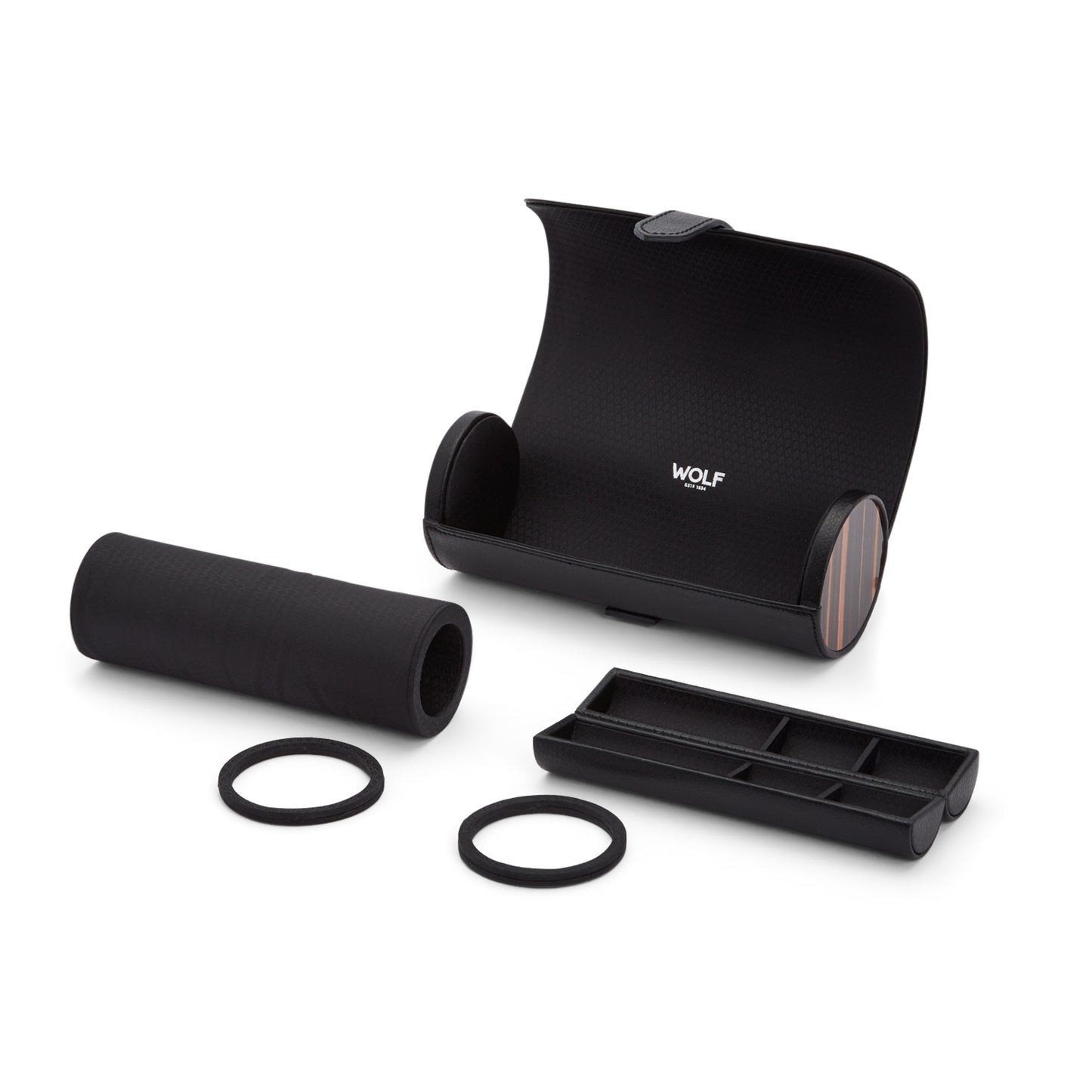 WOLF  -  Roadster Triple Watch Roll - Black