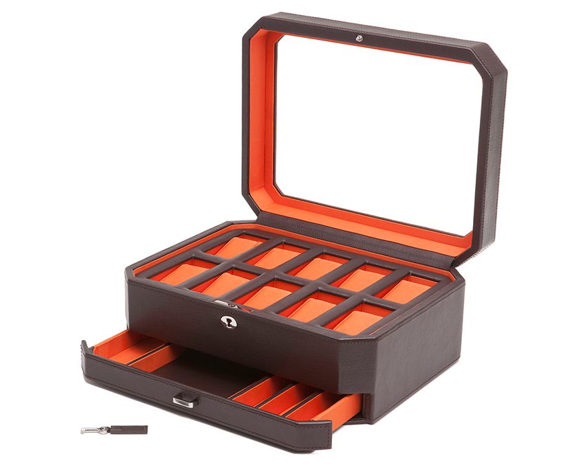 WOLF  -  Windsor 10 Piece Watch Box with Drawer
