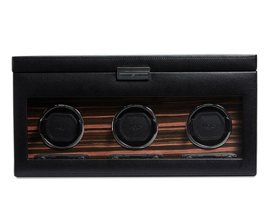 WOLF  -  Roadster Triple Winder with Storage - Black