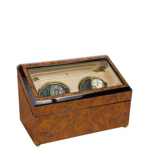 RAPPORT  -  Optima Walnut Burr Duo Watch Winder